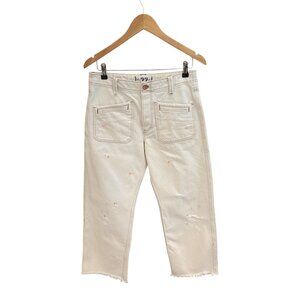 We The Free by Free People Cream Distressed Straight Crop Jeans – Size 27 – High